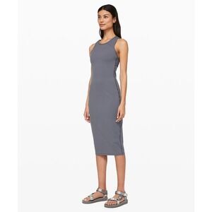 Lululemon Picnic Play Bodycon Midi Dress Grey Cross Back Size 6